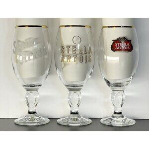 Stella Artois Vintage Beer Glasses Chalices 33CL 330ML 11oz 8" Set of 3